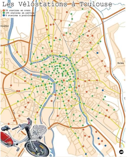 mapa ng Toulouse bike
