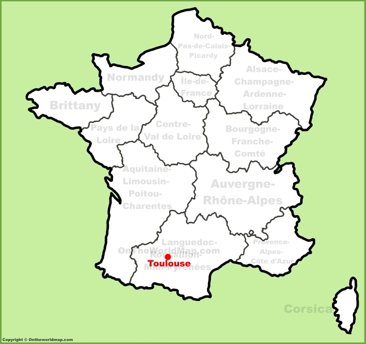 Toulouse sa isang mapa