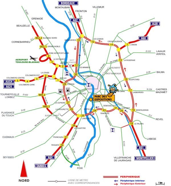 mapa ng Toulouse highway