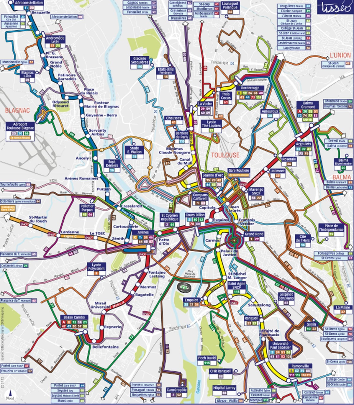 Toulouse transportasyon sa mapa